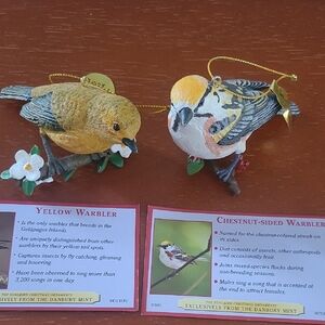 Danbury Mint Yellow and Multicolored Warbler Bird Ornaments
